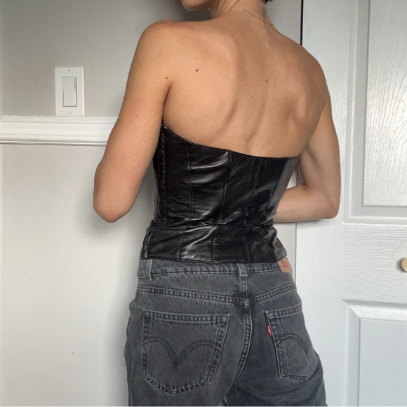 90s Danier Vintage Leather Bustier - Picture 2 of 9